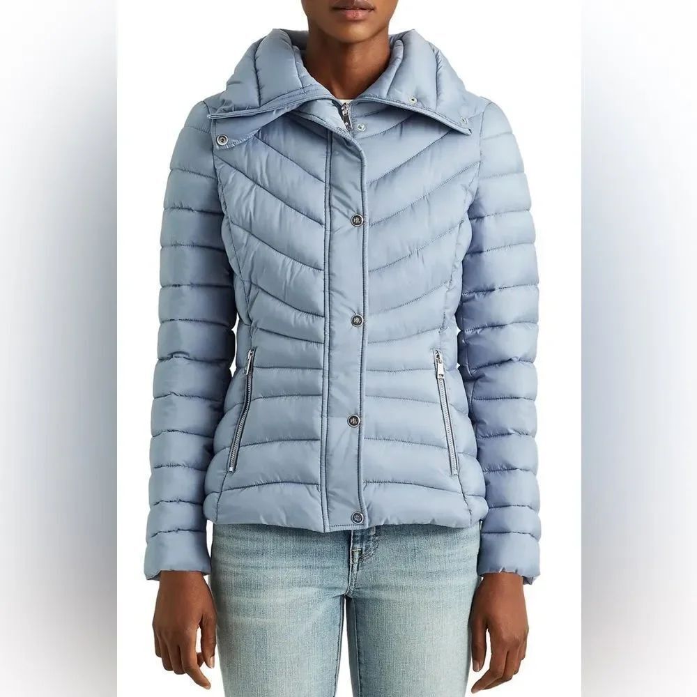 RALPH LAUREN Packable Puffer Jacket - Dusty Blue